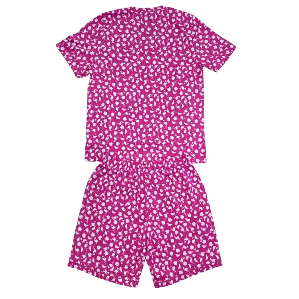 Cosabella Mens Pink Flamingo Seashell Print Pajama Set V-Neck Top Shorts NEW